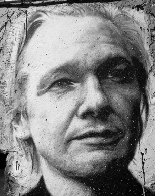 Julian Assange painted portrait - Wikileaks. (Photo: <a href=