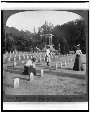 The graves of Confederate soldiers in Charleston, S.C. Two children of Civil War veterans are still receiving survivor benefits. (Library of Congress / PBS)
