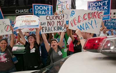 Opponents of hydraulic fracturing rally in New York City.