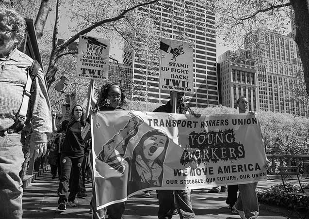 One march departs from Bryant Park, lead by several TWU Young Workers. (Photo: Craig O'Connor)