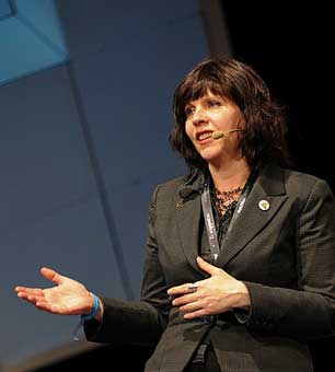 Birgitta Jónsdóttir speaking at re:publica 2013.