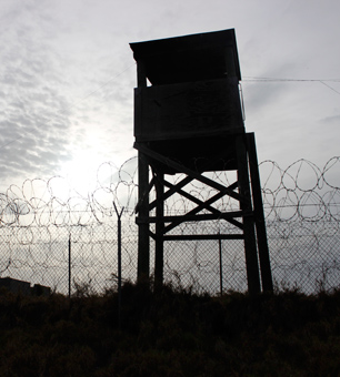 Guard tower at Camp X-Ray front entrance, taken June 15, 2013.