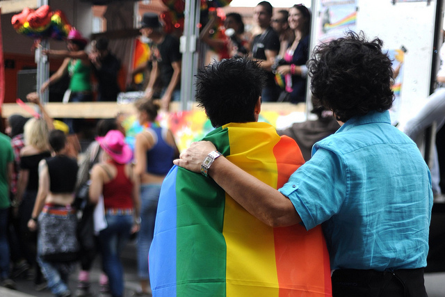 18th June, 2011: A couple embraces at the Gay Pride Rally in Toulouse, France. (Photo: Guillaume Paumier)