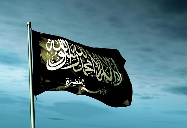 An Al-Nusra Front flag. US allies are backing this al-Qaeda affiliate in Syria and the Obama administration is making no public objection.