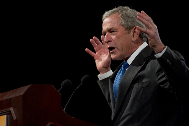 16 March, 2011: Former President George W. Bush speaks at the Phoenix Convention Center in Phoenix, AZ. (Photo via Shutterstock)