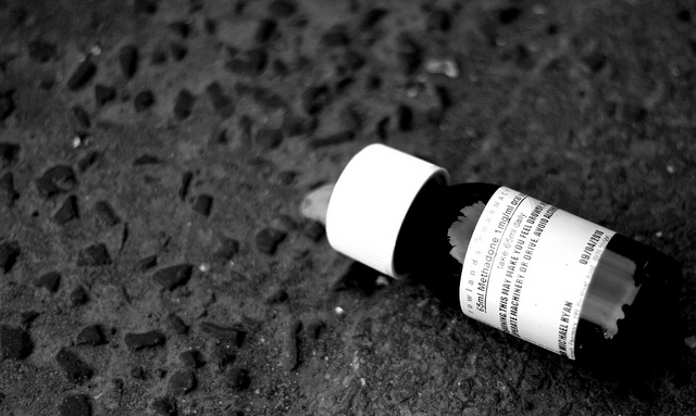 A vial of methadone, one of two addiction treatment drugs currently barred from use by many prisons. (Photo: A. Monkey / Flickr)