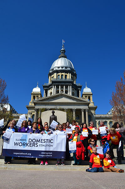 Domestic worker leaders and allies in front of Illinois State Capitol. (Photo: National Domestic Workers Alliance)