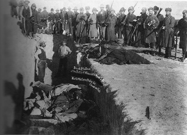 Burial of the dead after the massacre of Wounded Knee, 1891.