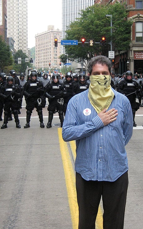Bogad at the G-20 protest in Pittsburgh, 2012. (Credit: Gary Huck)