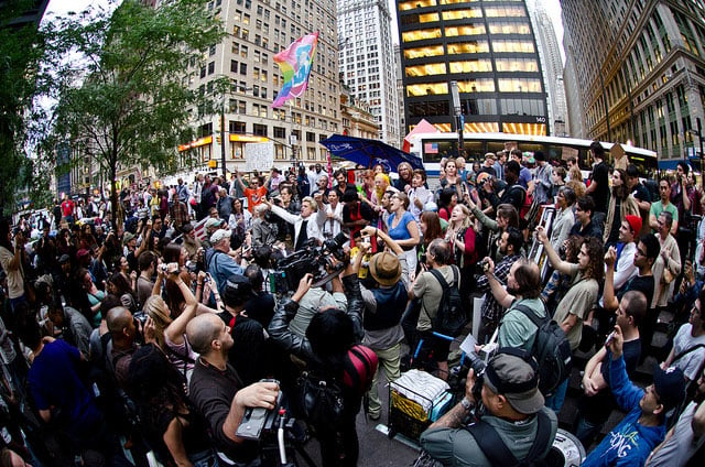 Activists gather at an Occupy Wall Street rally in New York City on October 11, 2011. (Photo: Kurt Christensen)