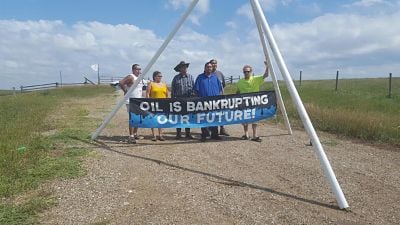 Standing Rock Sioux Tribe and their allies protest construction of the Dakota Access Pipeline.