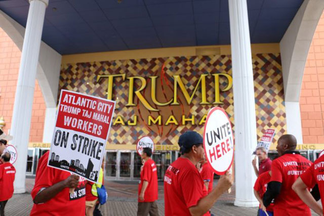Workers at the Trump Taj Mahal in Atlantic City, have been on strike since July 1, making it the longest strike in the city’s history. (Photo: UNITE HERE Local 54)