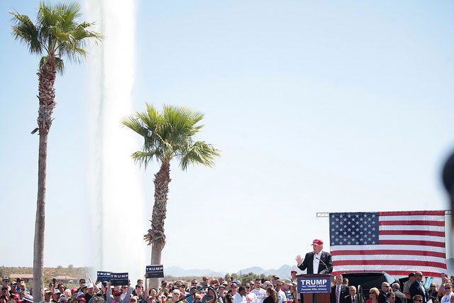 Donald Trump speaks to supporters at a campaign rally in Fountain Hills, Arizona, on March 19, 2016. (Photo: Gage Skidmore)