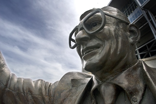 Statue of Joe Paterno that once sat outside Beaver Stadium in Pennsyvania