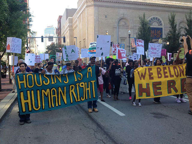 Protesters march for affordable housing on September 20, 2016 in downtown Pittsburgh, PA. (Photo: Molly Nichols)