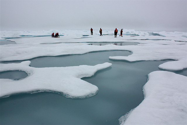 NASA scientists conduct research on Arctic ice on July 4, 2010, in North Slope Borough, Alaska. (Photo: NASA HQ Photo)