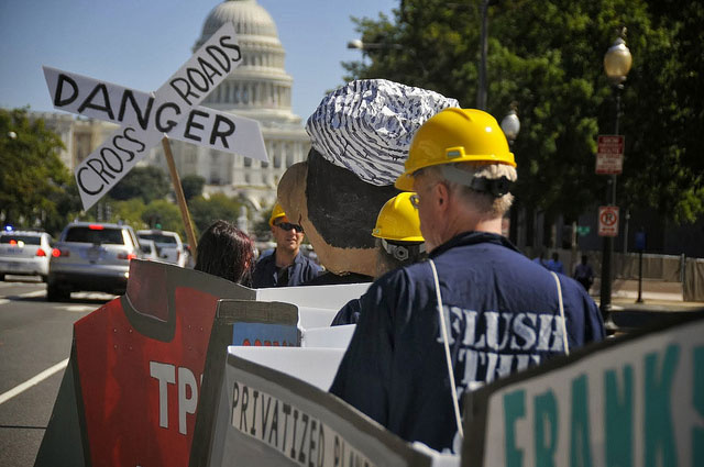 A protest against the Trans Pacific Partnership in Washington DC, October 3, 2013.