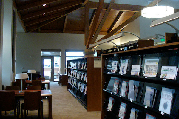 The Lafayette Library and Learning Center has a rustic elegance inside.