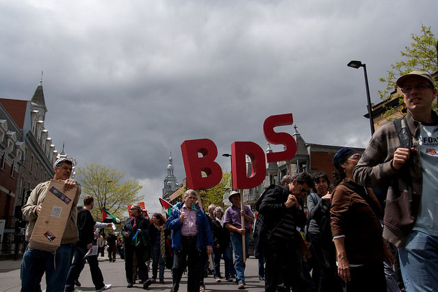 A BDS march held on May 15, 2010. A classic bait-and-switch operation is designed to whip up opposition to BDS and Palestine solidarity organizing on college campuses.