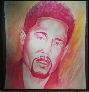 A painting circa 2012 of Giovanni Reid by a fellow juvenile lifer at Graterford Prison who goes  by the name, “YaYa.” Photo courtesy of La Tasha C. Williams 