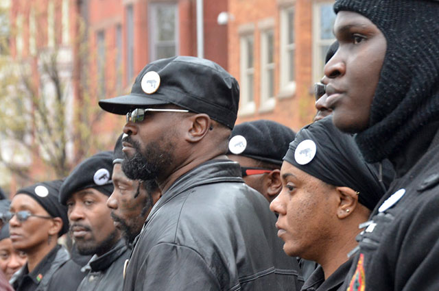 New Black Panther Party members join with others to counter protest a neo-nazi rally in Trenton, NJ, April 16, 2011. Although the efforts of Black racial justice organizers are not always classified as antifascist, Black activists have actually been working against fascism for centuries.