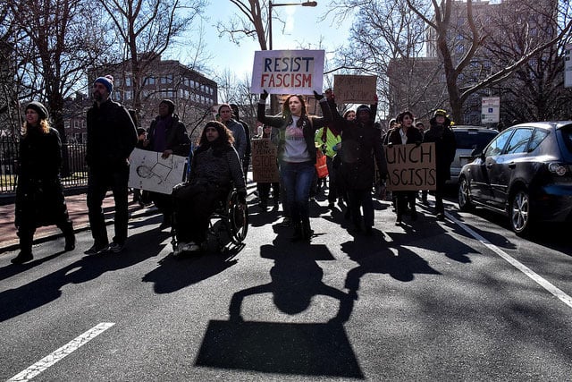 Hundreds protest in Philadelphia as part of the March for Humanity, February 4, 2017.