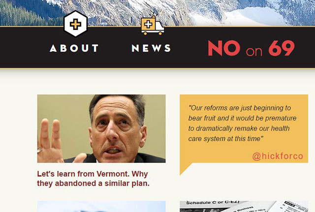 Conservative opponents of Colorado Care used former Vermont Governor Peter Shumlin as one of the main reasons to oppose state-wise single-payer in Colorado. This has become common among opponents of reform. (Credit: Coloradans for Coloradans screen shot / 6/26/17)