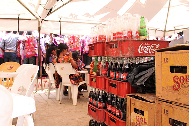 In Zinacantán, a Tzotzil indigenous community outside San Cristobal, Coca Cola is widely sold during the festival for the town’s patron saint, San Jerónimo. (Photo: Martha Pskowski)