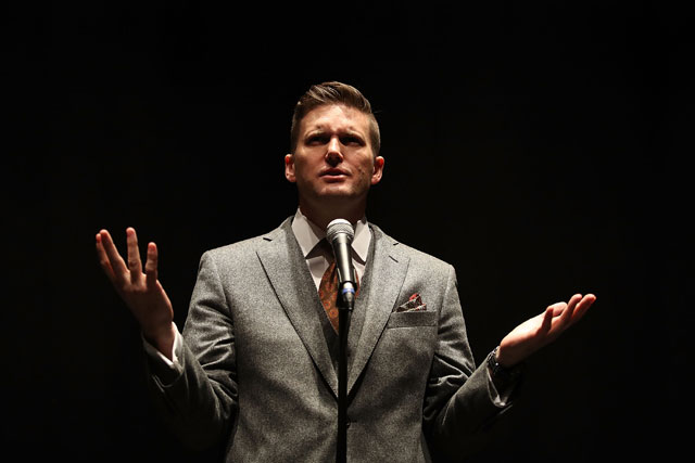 White nationalist Richard Spencer, who popularized the term 'alt-right' speaks during a press conference at the Curtis M. Phillips Center for the Performing Arts on October 19, 2017 in Gainesville, Florida. (Photo: Joe Raedle / Getty Images)