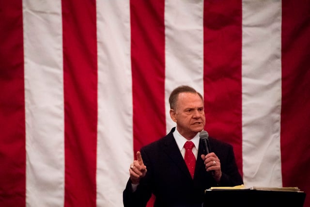 Republican Senatorial candidate Roy Moore speaks at a rally in Midland, Alabama, on December 11, 2017. (Photo: Jim Watson / AFP / Getty Images)