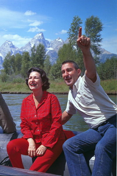  Lady Bird Johnson and Stewart Udall in a raft on the Snake River. (Photo: LBJ Library)