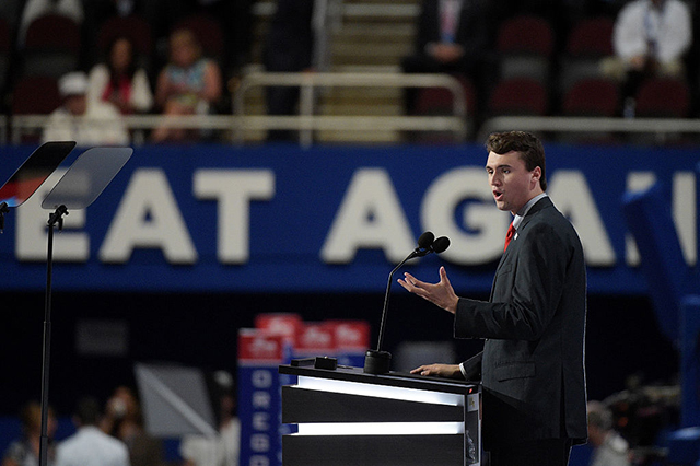 Charlie Kirk, Founder and Exec. Dir. of Turning Point USA, speaks on the first day of the Republican National Convention on July 18, 2016, at the Quicken Loans Arena in Cleveland, Ohio. (Photo: Jeff Swensen / Getty Images)