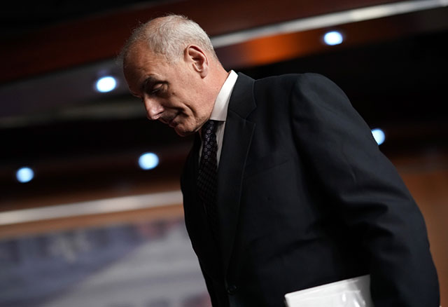 John Kelly, Secretary of Homeland Security, departs Paul Ryan's weekly press conference at the US Capitol, June 29, 2017, in Washington, DC. (Photo: Win McNamee / Getty Images)