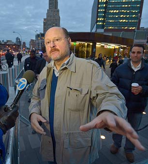 Former MTA Chairman and current New York City Republican mayoral candidate Joe Lhota talks with reporters.