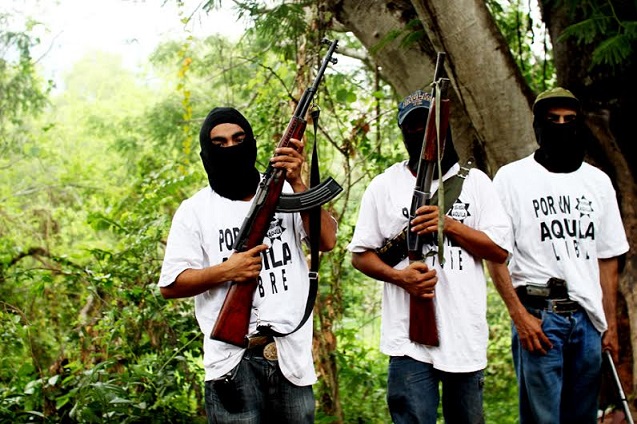June 2013: The town of Aquila, which lies on the coast of the state of Michoacán, is of one of the first mostly indigenous self-defense groups which arose after other groups formed by ranchers and farmers. (Photo: Juan José Estrada Serafín of Subversiones Agency, used with permission.)