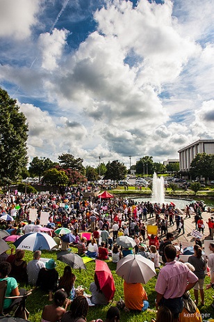 The Moral Monday protest in Marshall Park on August 19, 2013. (Photo: <a href=