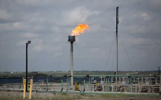 Flare at a shale production facility in Karnes County. (Photo: ©2013 Julie Dermansky)