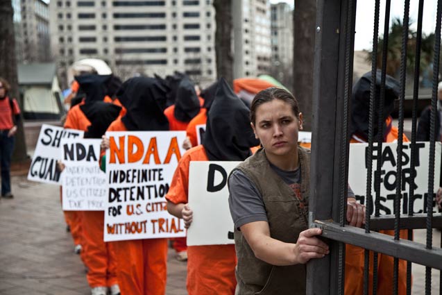 Demonstrators against the NDAA in January, 2012.