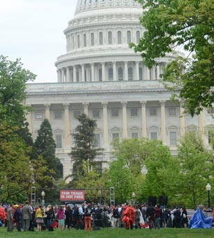 Labor organizations rallied to protest the Trans Pacific Partnership Trade deal in May, 2014.