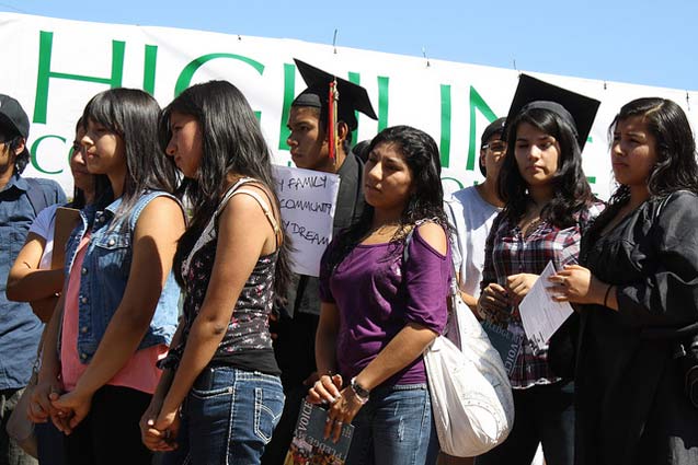 Students rally in support of the DREAM Act and DACA, August, 2012.