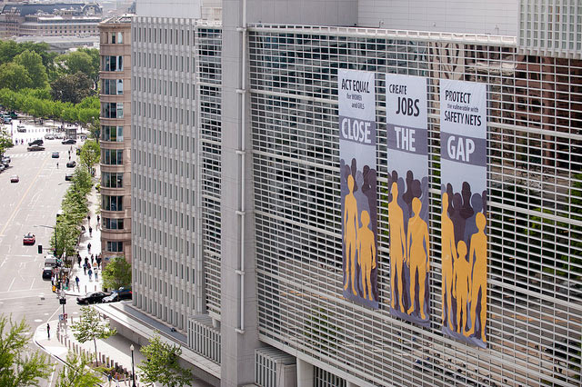 World Bank headquarters during 2012 IMF/World Bank Spring Meetings in Washington DC, April 16, 2012