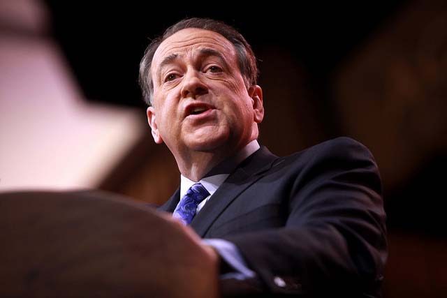 Former Governor Mike Huckabee of Arkansas speaking at the 2014 CPAC in National Harbor, Maryland.