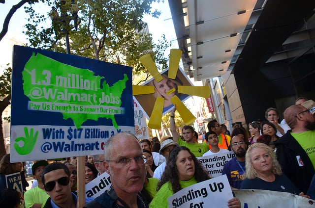 Protest at Walmart Board Member & Yahoo CEO Marissa Mayer's $5 million penthouse condo. (Photo: Steve Rhodes)