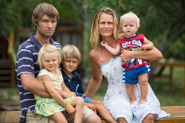 Fred and Amber Lyssy with their children at the Grassland Oasis, now closed.