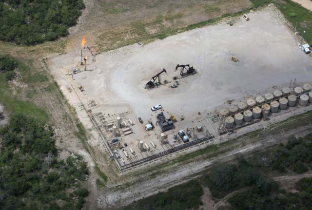 Fracking industry site in Karnes County, the epicenter of the Eagle Ford Shale.