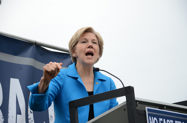 15 April, 2015: Elizabeth Warren speaks at Washington, D.C rally to end Fast-Track. (Photo: AFGE)
