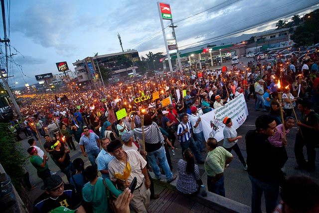 Hondurans march against corruption in Tegucigalpa, June 27.