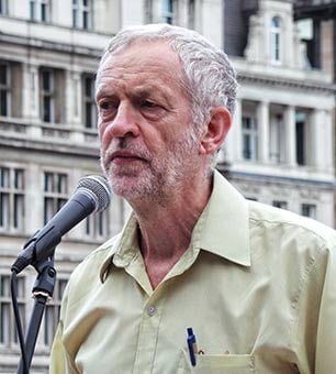 British MP Jeremy Corbyn at the No More War event at Parliament Square in August, 2014.