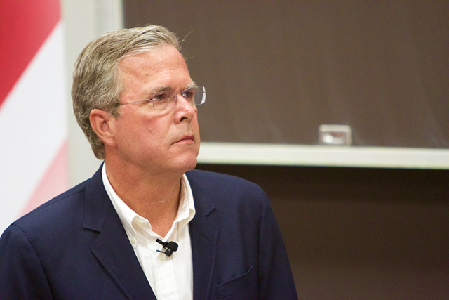 SIOUX CITY, IOWA - JULY 13, 2015: Presidential Candidate, Jeb Bush, speaks at a public gathering in Sioux City, IA. (Photo via Shutterstock)