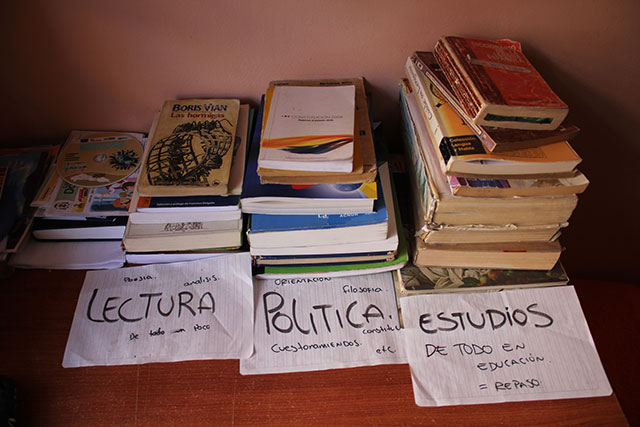 Piles of Keli's books. (Photo: Kimberly Brown)